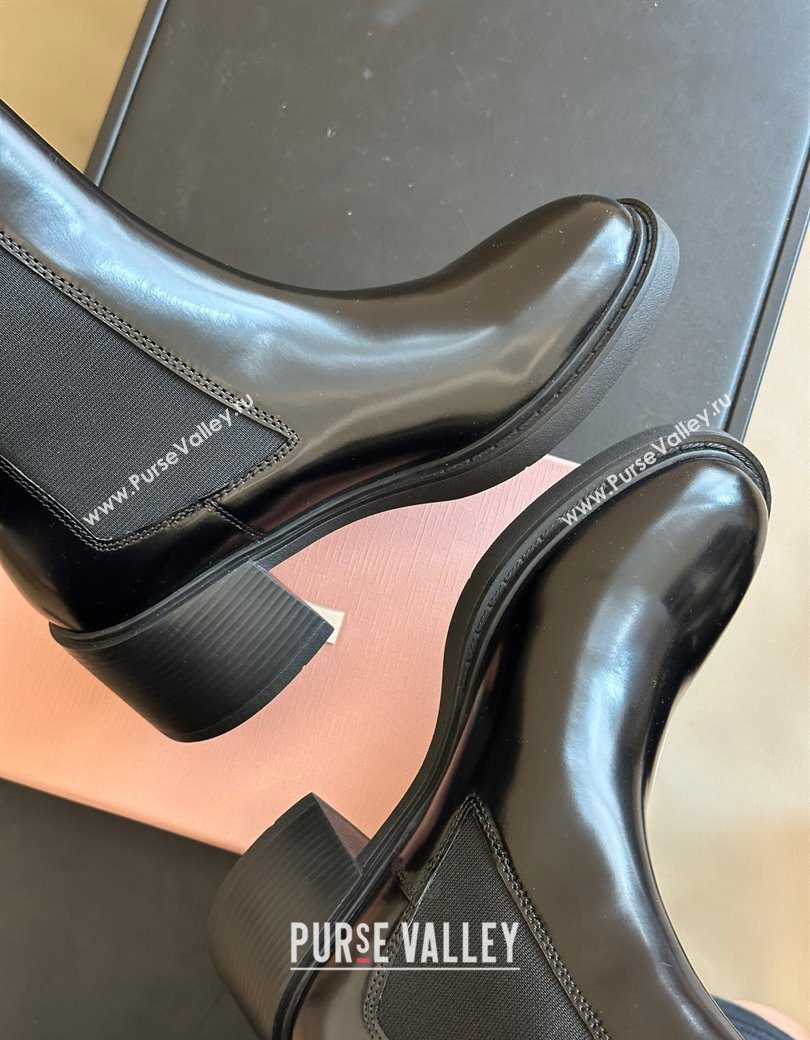 Roger Vivier Viv Rangers Chelsea Booties 6cm in Shiny Leather with Metal Buckle Black 2025 RV121204 (KL-251212027)