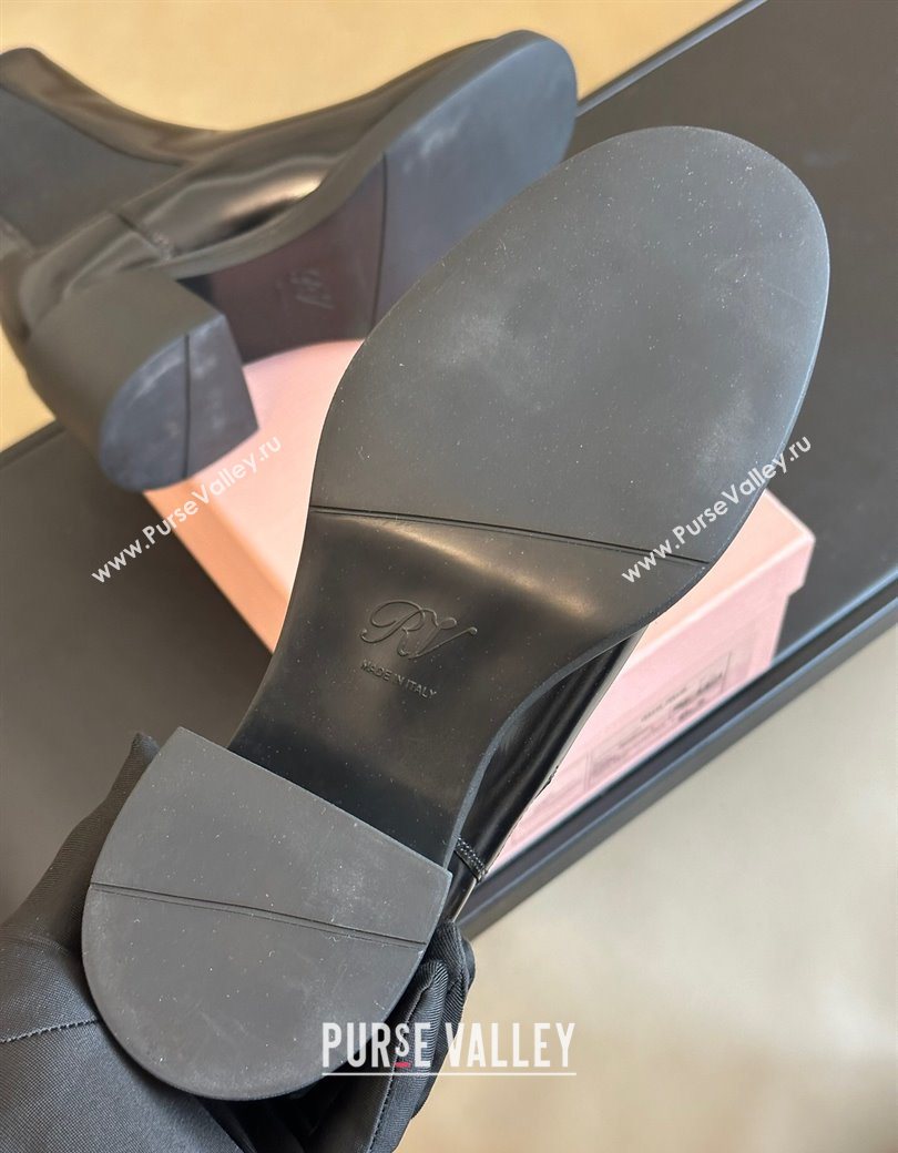Roger Vivier Viv Rangers Chelsea Booties 6cm in Shiny Leather with Metal Buckle Black 2025 RV121204 (KL-251212027)