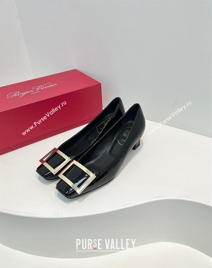 Roger Vivier Trompette Metal Buckle Pumps 4.5cm in Patent Leather Black 2024 0611 (KL-240611148)