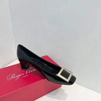 Roger Vivier Trompette Metal Buckle Pumps 4.5cm in Patent Leather Black 2024 0611 (KL-240611148)