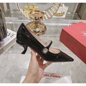 Roger Vivier Mary Jane Virgule Pumps 4.5cm in patent leather Black 2024 (MD-240704052)