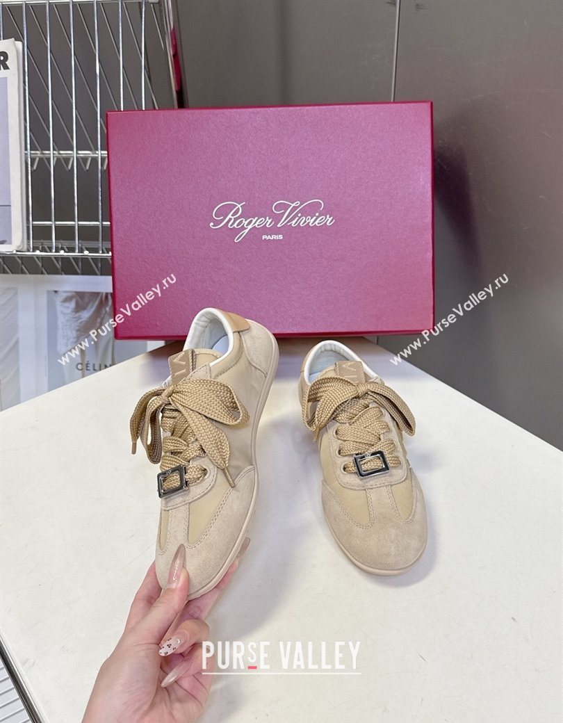 Roger Vivier Viv Low Sneakers in Suede and Fabric Beige 2025 RV121209 (MD-251212055)