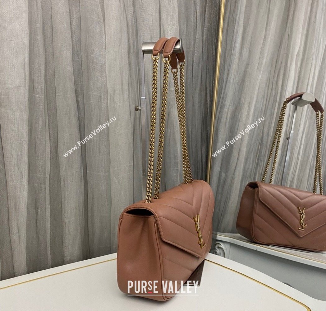 Saint Laurent Loulou Medium Bag in Matelasse Lambskin Brown 2025 801439 (nana-250206013)