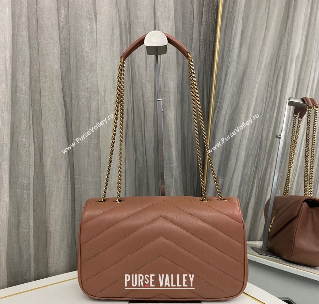 Saint Laurent Loulou Medium Bag in Matelasse Lambskin Brown 2025 801439 (nana-250206013)