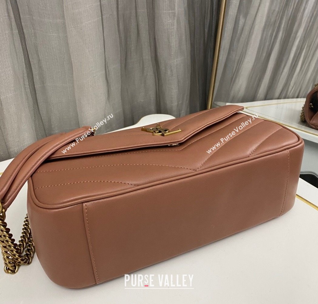Saint Laurent Loulou Medium Bag in Matelasse Lambskin Brown 2025 801439 (nana-250206013)