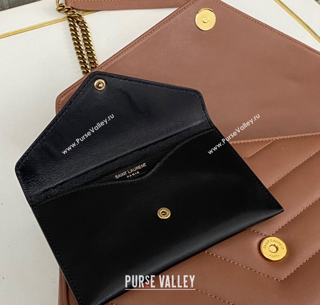 Saint Laurent Loulou Medium Bag in Matelasse Lambskin Brown 2025 801439 (nana-250206013)