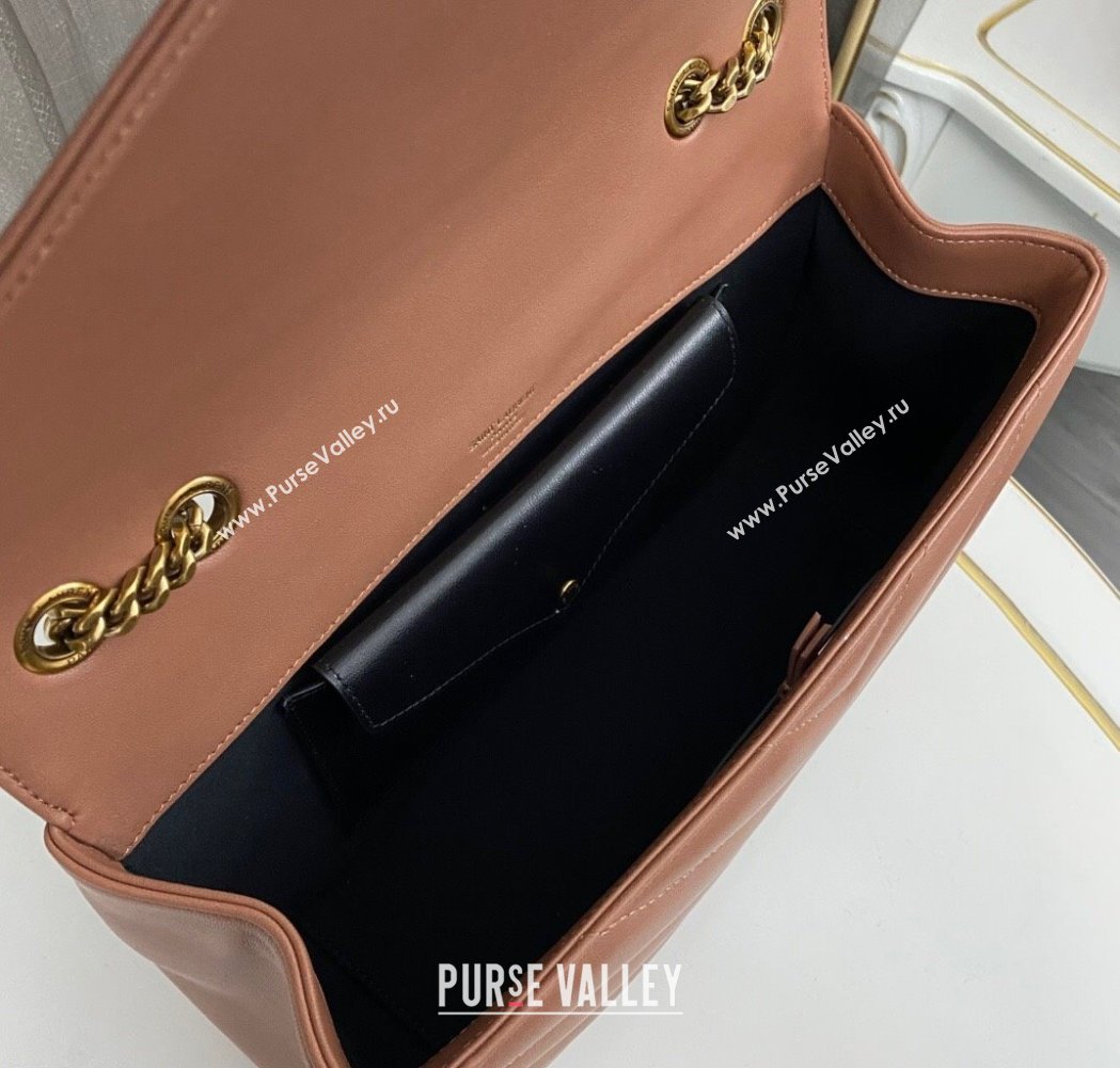 Saint Laurent Loulou Medium Bag in Matelasse Lambskin Brown 2025 801439 (nana-250206013)