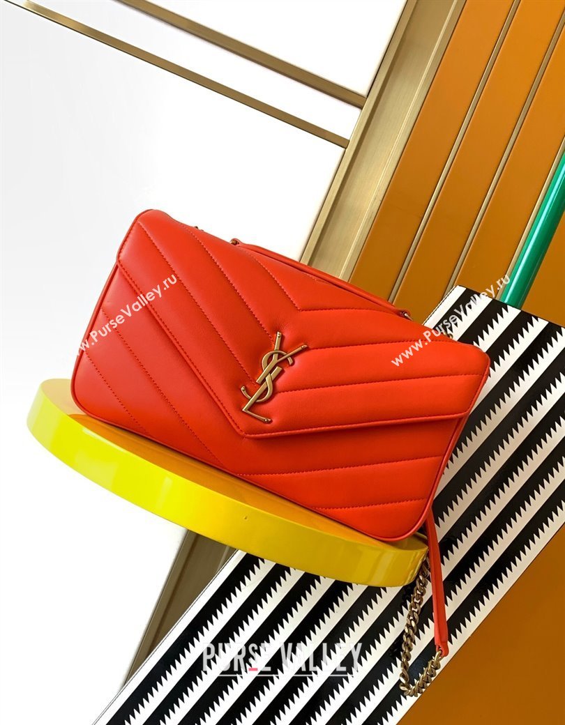 Saint Laurent Loulou Medium Bag in Matelasse Lambskin Celosia Red 2025 801439 (YY-250206017)