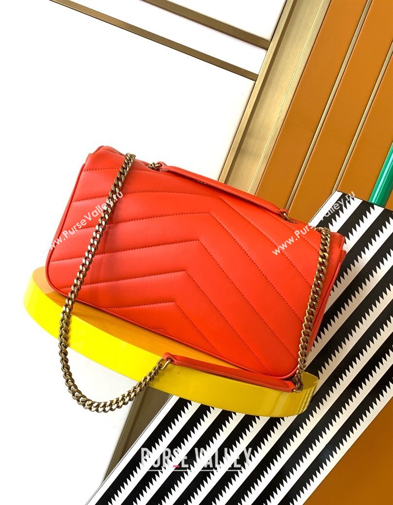 Saint Laurent Loulou Medium Bag in Matelasse Lambskin Celosia Red 2025 801439 (YY-250206017)