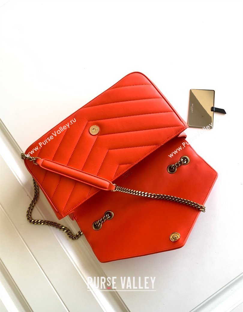 Saint Laurent Loulou Medium Bag in Matelasse Lambskin Celosia Red 2025 801439 (YY-250206017)