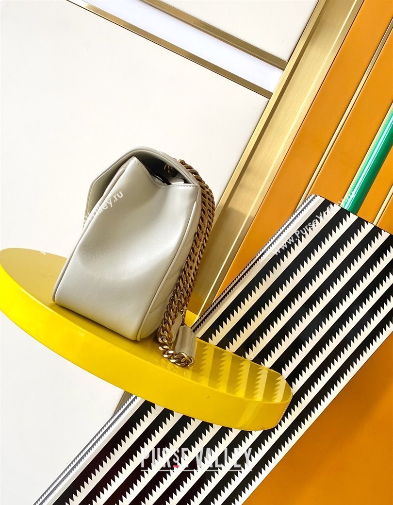 Saint Laurent Loulou Medium Bag in Matelasse Lambskin White 2025 801439 (YY-250206018)