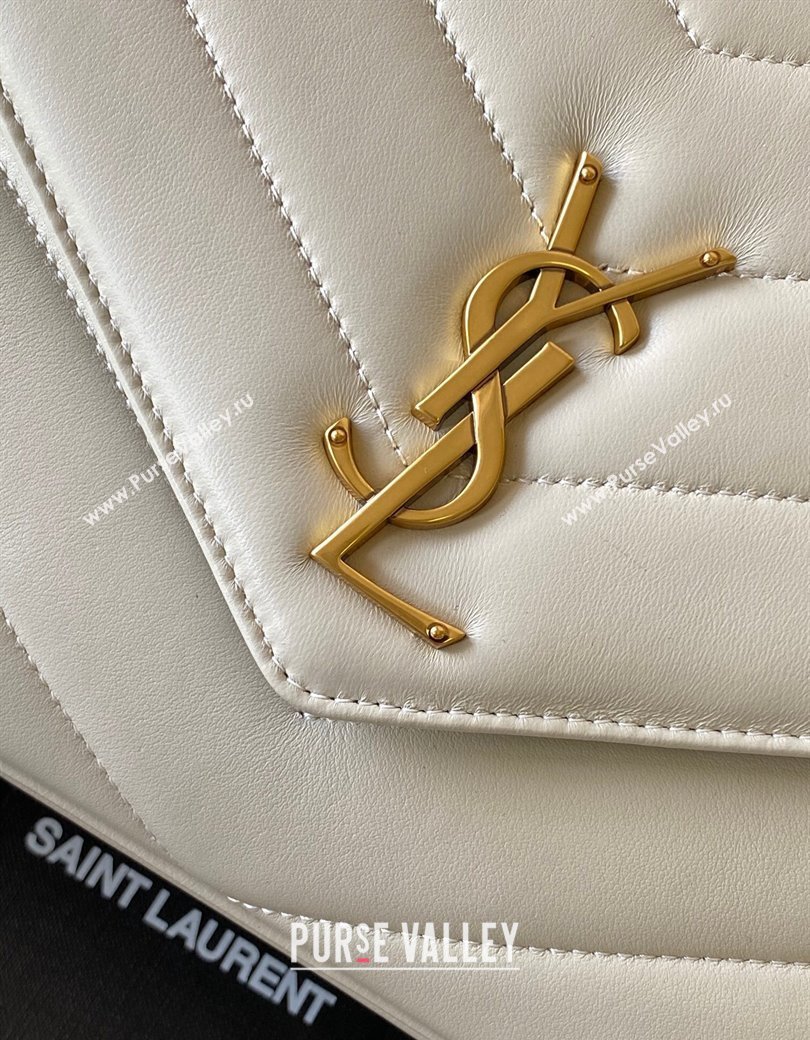 Saint Laurent Loulou Medium Bag in Matelasse Lambskin White 2025 801439 (YY-250206018)