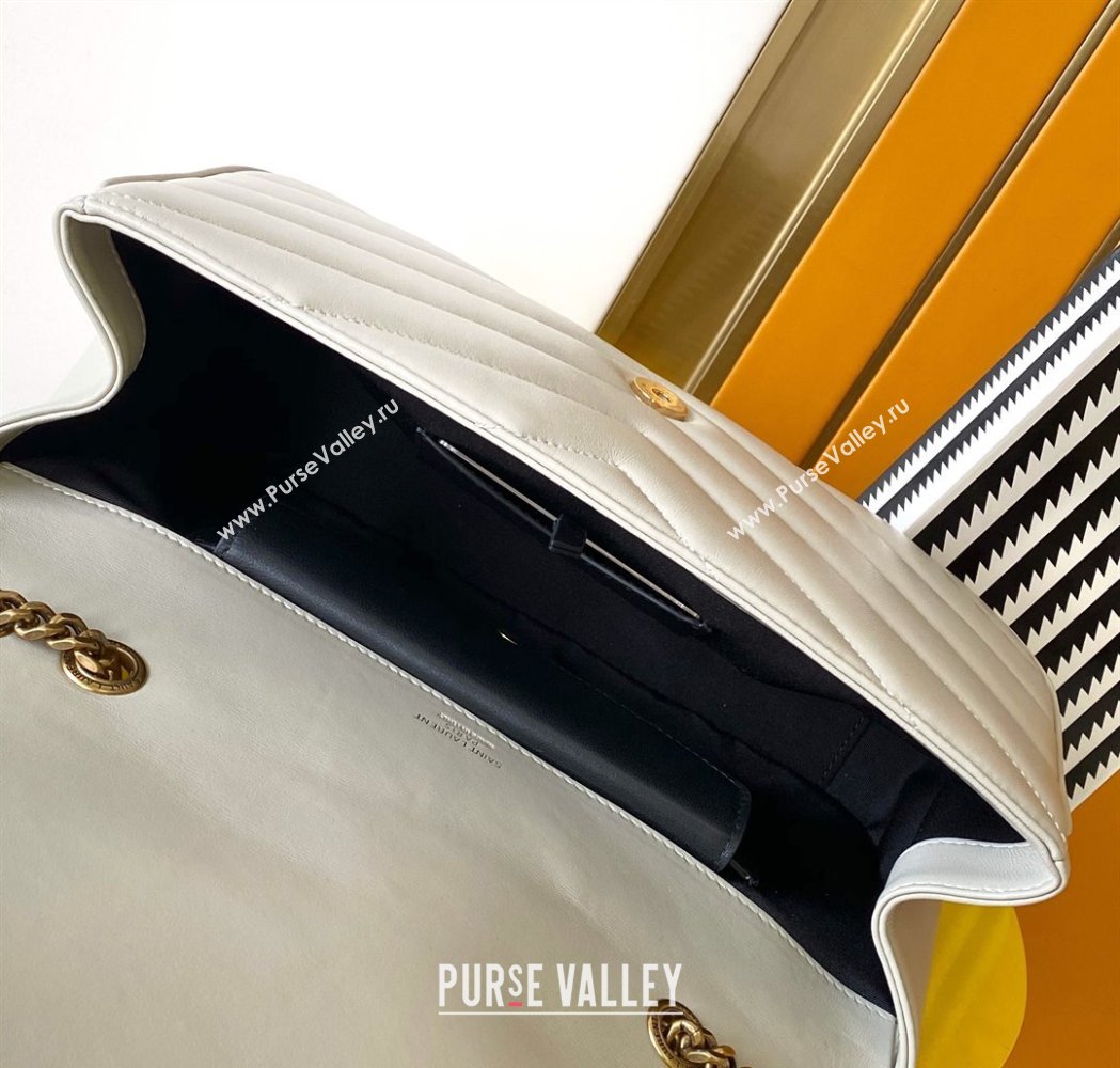 Saint Laurent Loulou Medium Bag in Matelasse Lambskin White 2025 801439 (YY-250206018)