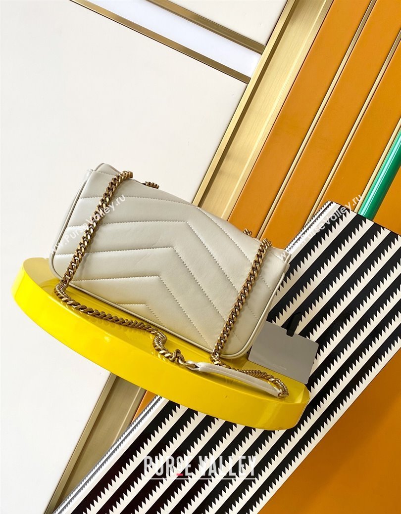 Saint Laurent Loulou Small Bag in Matelasse Lambskin White 2025 801437 (YY-250206022)