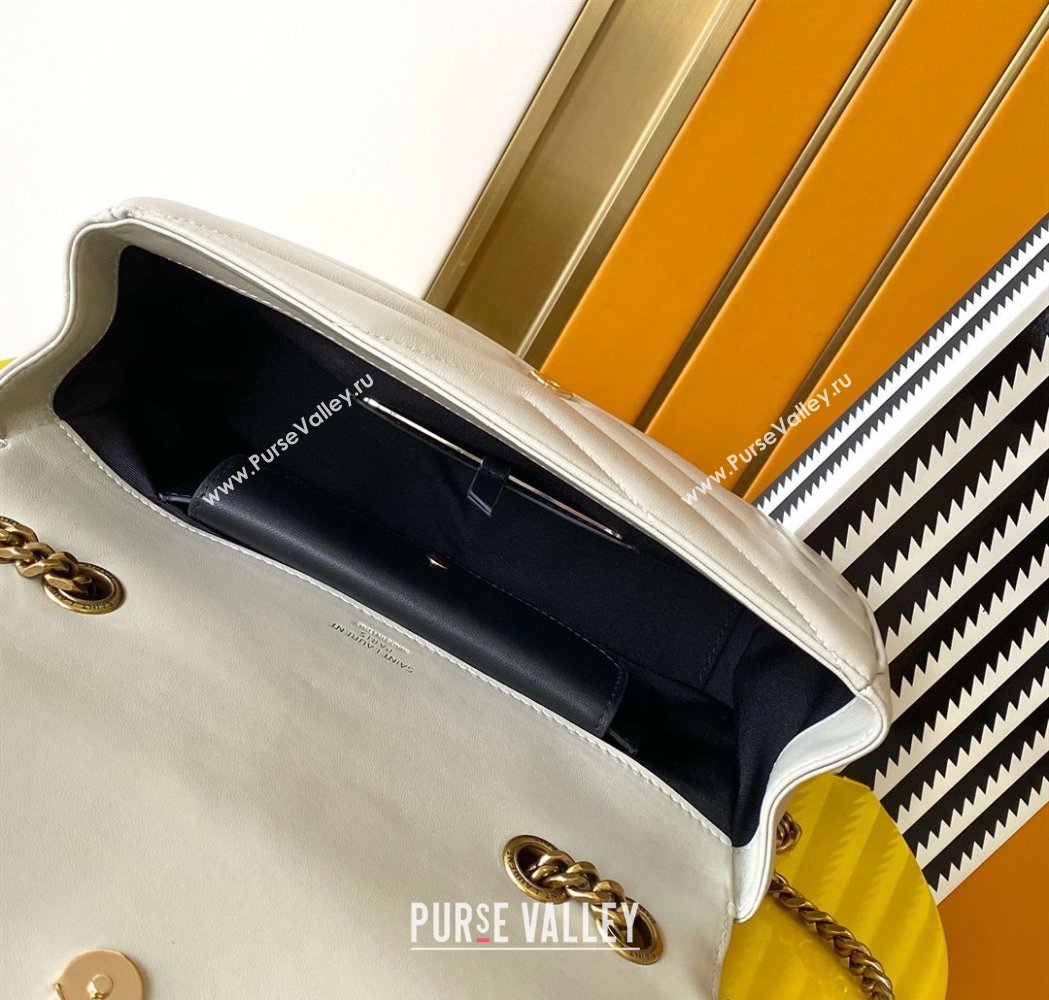 Saint Laurent Loulou Small Bag in Matelasse Lambskin White 2025 801437 (YY-250206022)