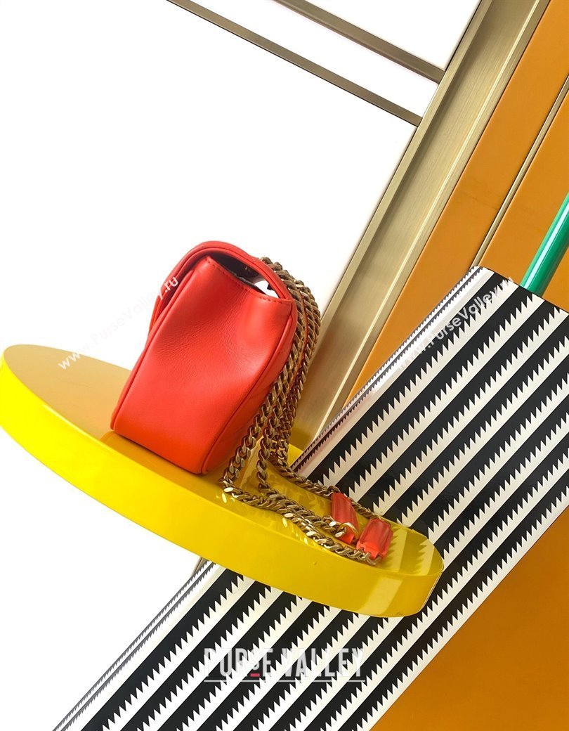 Saint Laurent Loulou Small Bag in Matelasse Lambskin Celosia Red 2025 801437 (YY-250206023)