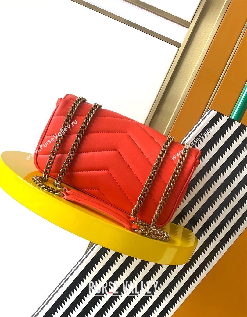 Saint Laurent Loulou Small Bag in Matelasse Lambskin Celosia Red 2025 801437 (YY-250206023)