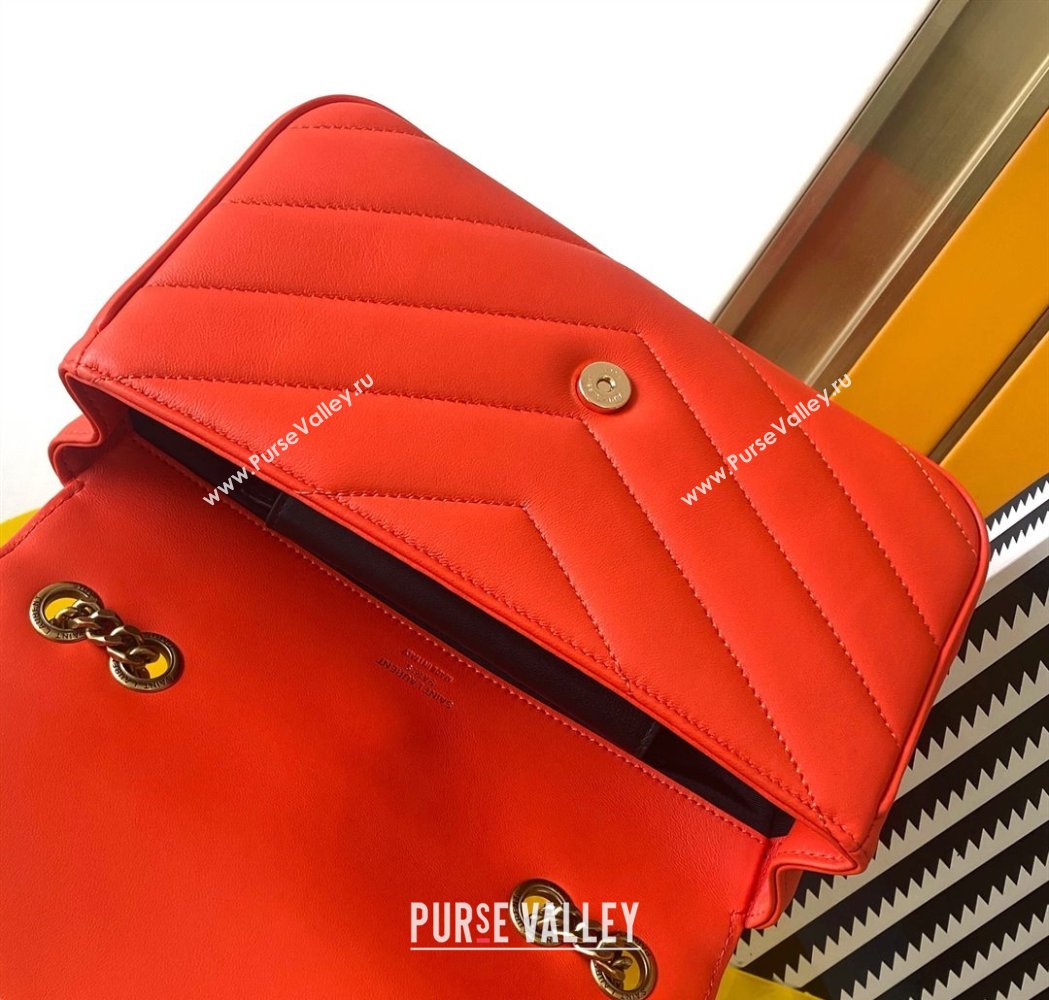 Saint Laurent Loulou Small Bag in Matelasse Lambskin Celosia Red 2025 801437 (YY-250206023)
