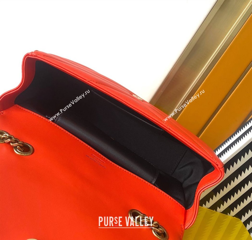 Saint Laurent Loulou Small Bag in Matelasse Lambskin Celosia Red 2025 801437 (YY-250206023)