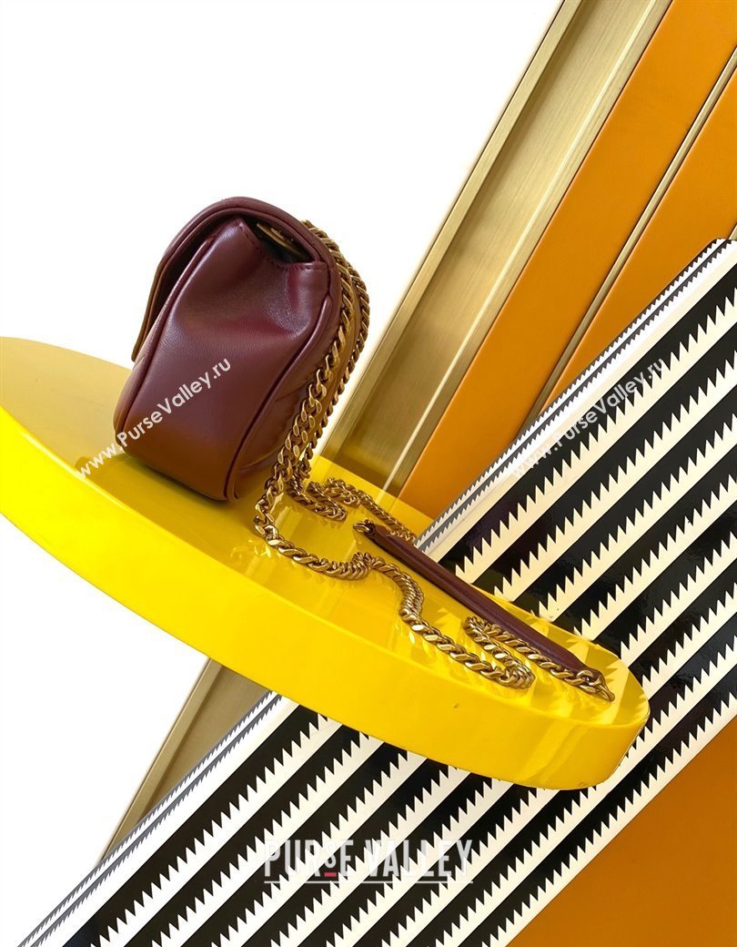 Saint Laurent Loulou Mini Bag in Matelasse Lambskin Burgundy 2025 821749 (YY-250206032)