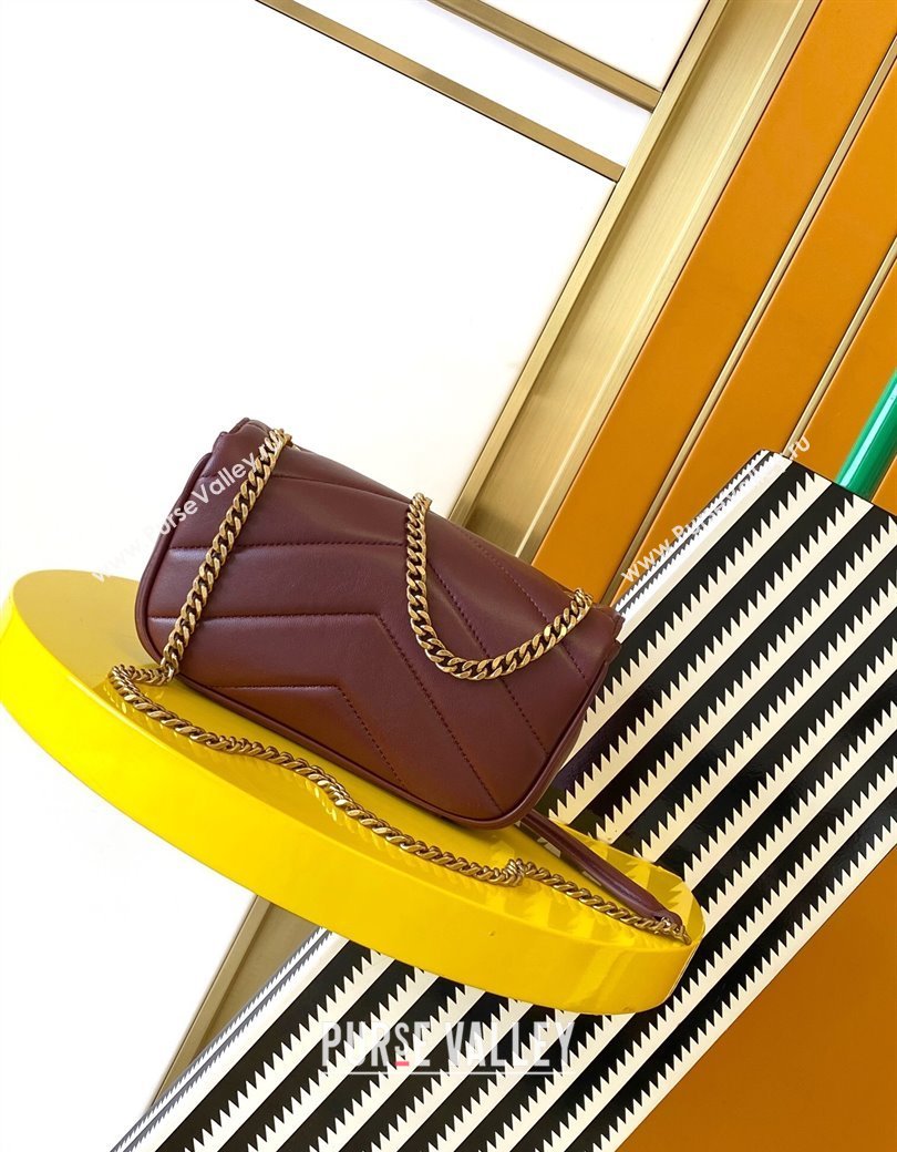 Saint Laurent Loulou Mini Bag in Matelasse Lambskin Burgundy 2025 821749 (YY-250206032)