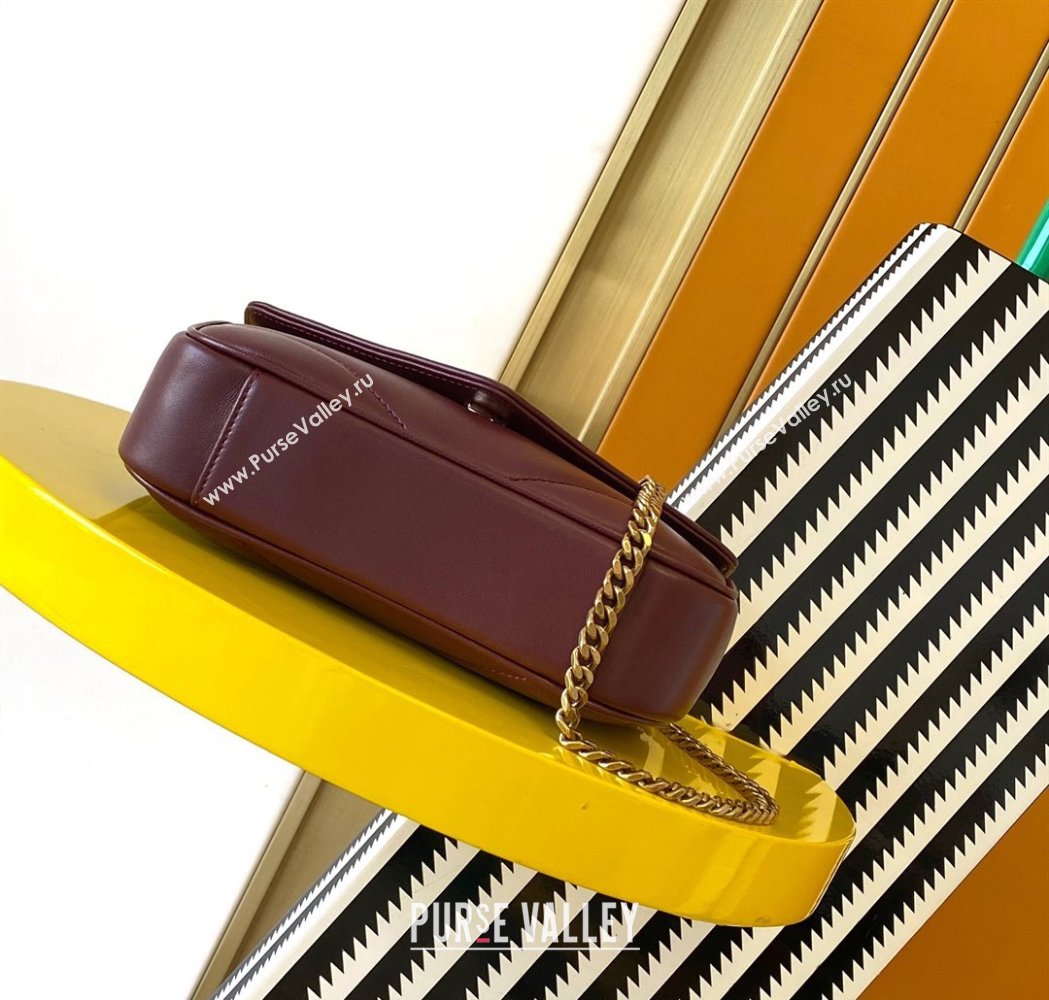 Saint Laurent Loulou Mini Bag in Matelasse Lambskin Burgundy 2025 821749 (YY-250206032)