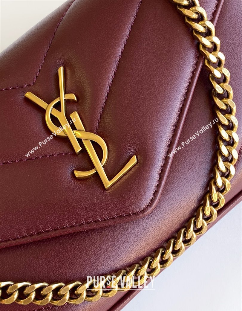 Saint Laurent Loulou Mini Bag in Matelasse Lambskin Burgundy 2025 821749 (YY-250206032)