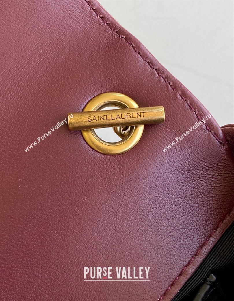 Saint Laurent Loulou Mini Bag in Matelasse Lambskin Burgundy 2025 821749 (YY-250206032)