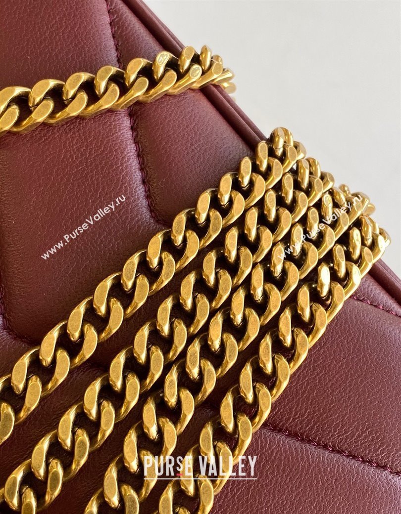Saint Laurent Loulou Mini Bag in Matelasse Lambskin Burgundy 2025 821749 (YY-250206032)