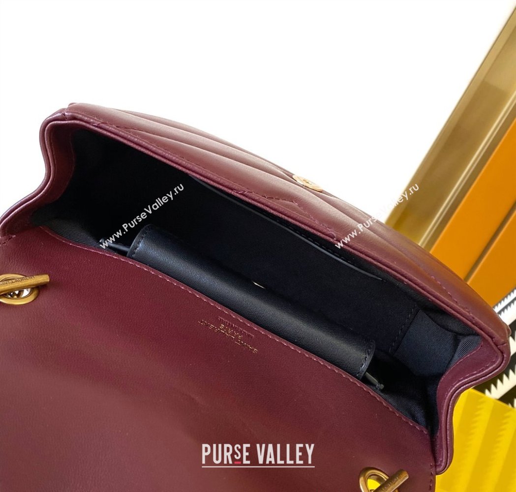 Saint Laurent Loulou Mini Bag in Matelasse Lambskin Burgundy 2025 821749 (YY-250206032)