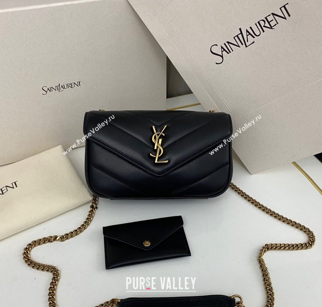 Saint Laurent Loulou Mini Bag in Matelasse Lambskin Black 2025 821749 (nana-250206027)