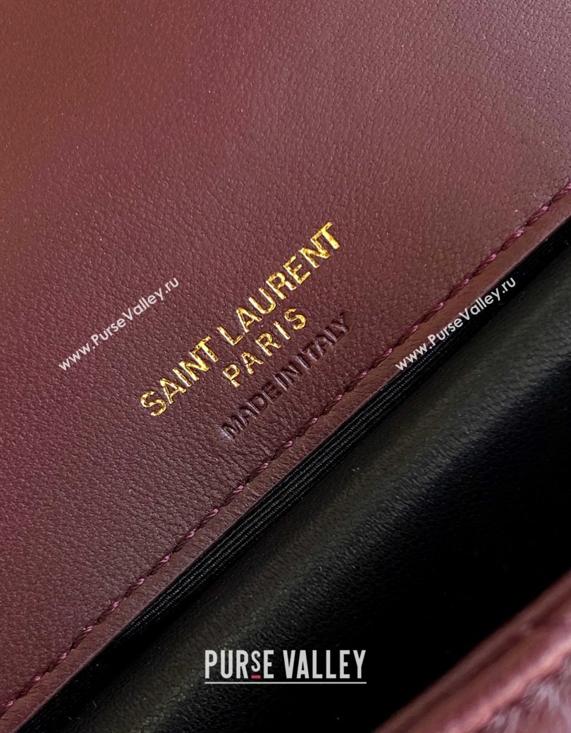 Saint Laurent Loulou Mini Bag in Matelasse Lambskin Burgundy 2025 821749 (YY-250206032)