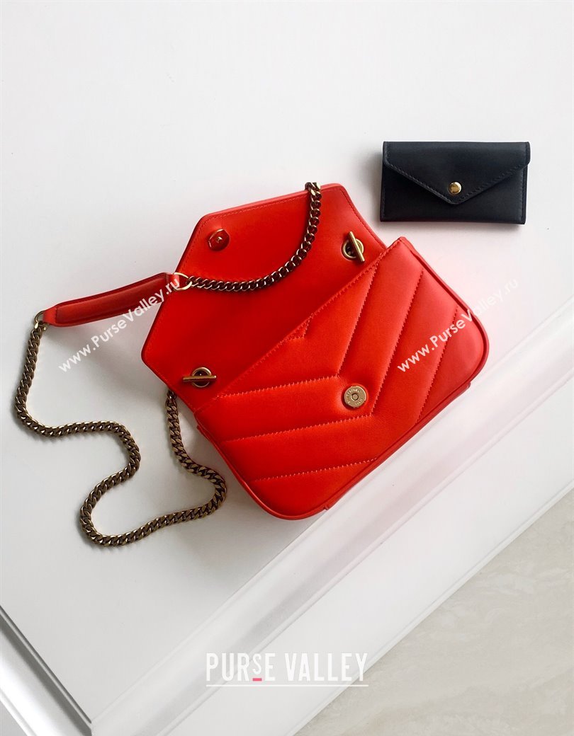 Saint Laurent Loulou Mini Bag in Matelasse Lambskin Celosia Red 2025 821749 (YY-250206033)