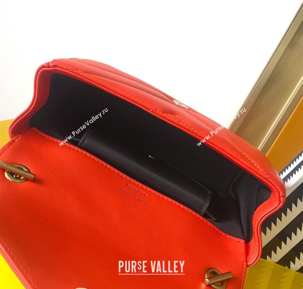 Saint Laurent Loulou Mini Bag in Matelasse Lambskin Celosia Red 2025 821749 (YY-250206033)