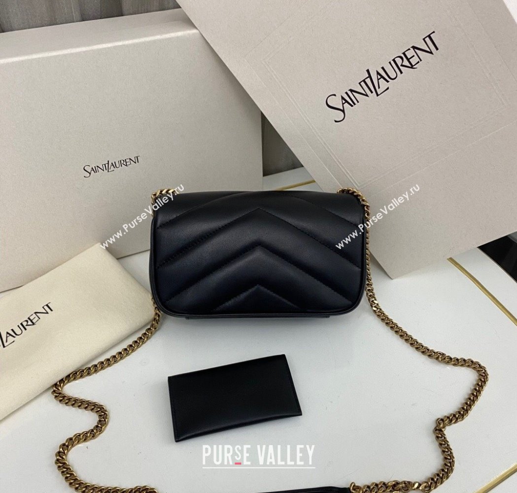 Saint Laurent Loulou Mini Bag in Matelasse Lambskin Black 2025 821749 (nana-250206027)