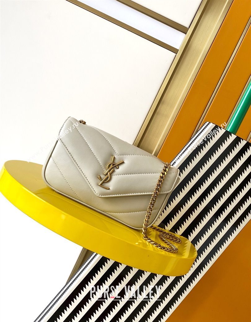 Saint Laurent Loulou Mini Bag in Matelasse Lambskin White 2025 821749 (YY-250206034)