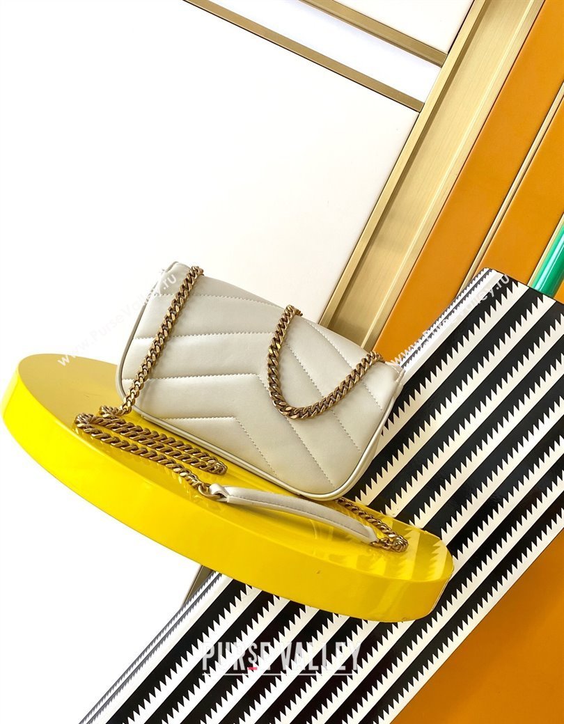 Saint Laurent Loulou Mini Bag in Matelasse Lambskin White 2025 821749 (YY-250206034)