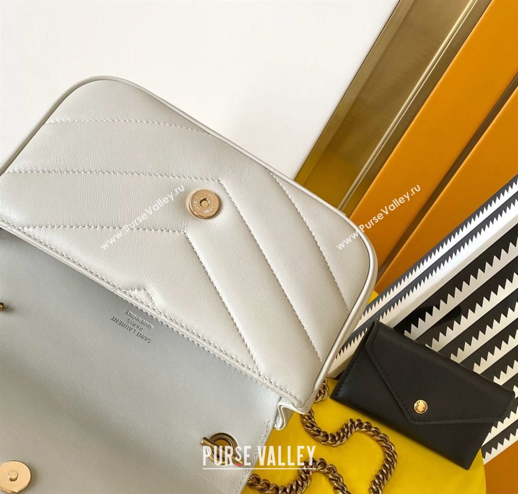 Saint Laurent Loulou Mini Bag in Matelasse Lambskin White 2025 821749 (YY-250206034)