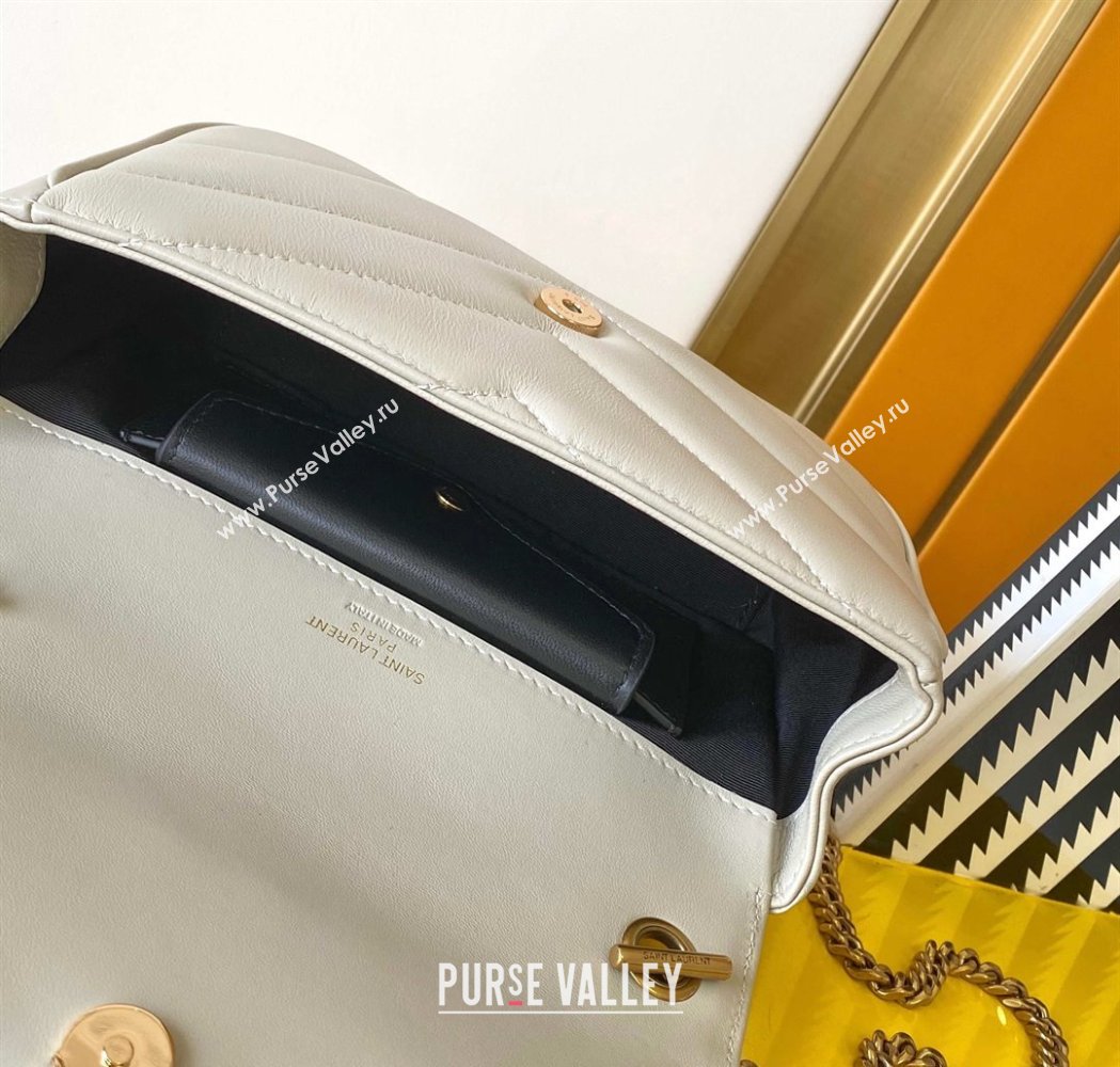 Saint Laurent Loulou Mini Bag in Matelasse Lambskin White 2025 821749 (YY-250206034)