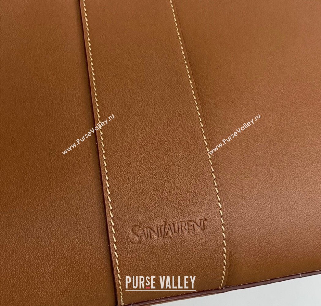 Saint Laurent Y Tote Bag in Leather Caramel Brown 2025 817602 (nana-250206009)