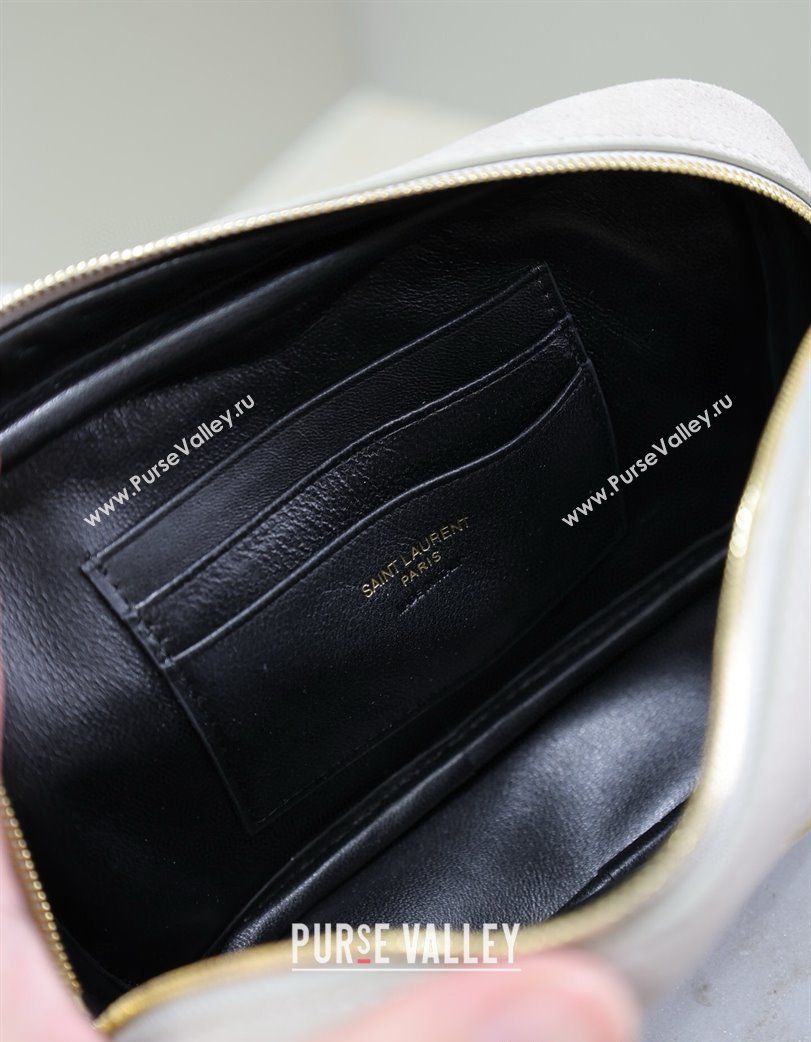 Saint Laurent Lou Mini Chain Camera Bag in Matelasse Suede 585040 Grey 2025 (YY-250206047)