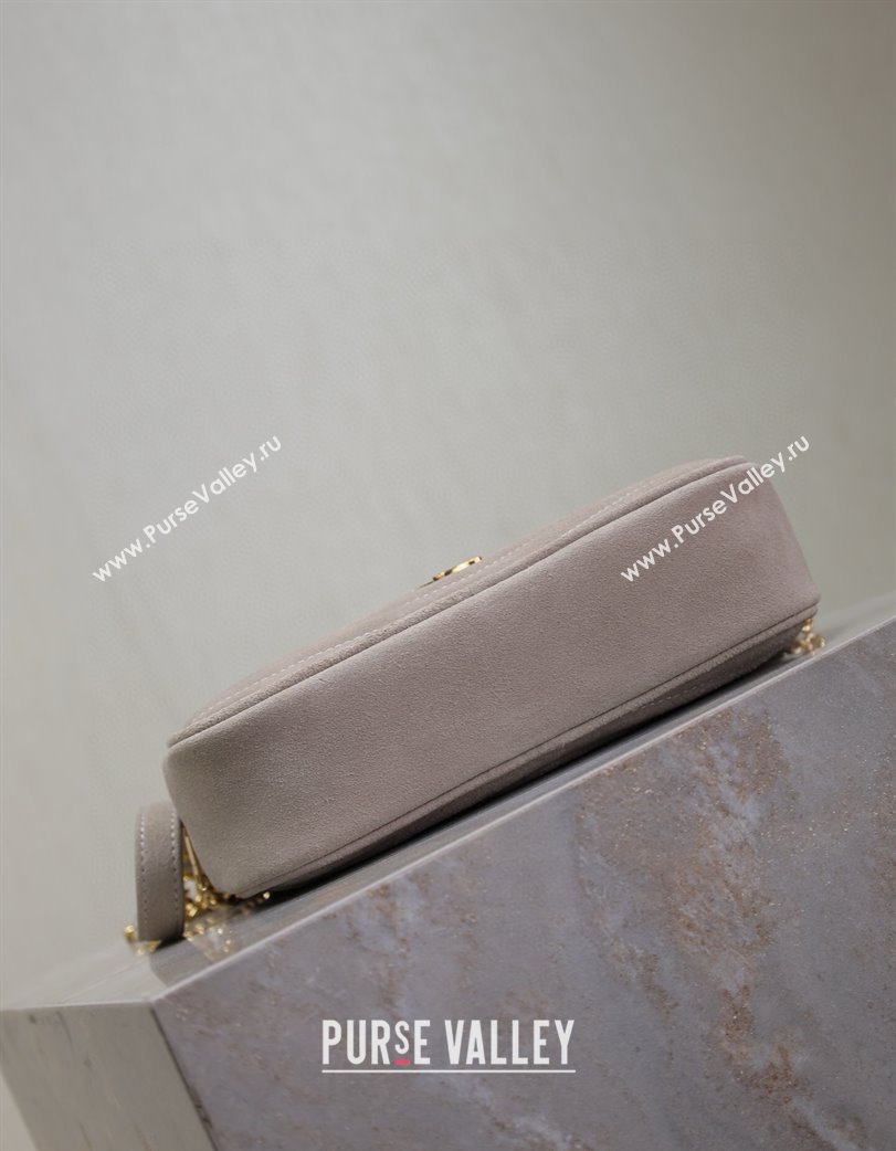 Saint Laurent Lou Mini Chain Camera Bag in Matelasse Suede 585040 Grey 2025 (YY-250206047)