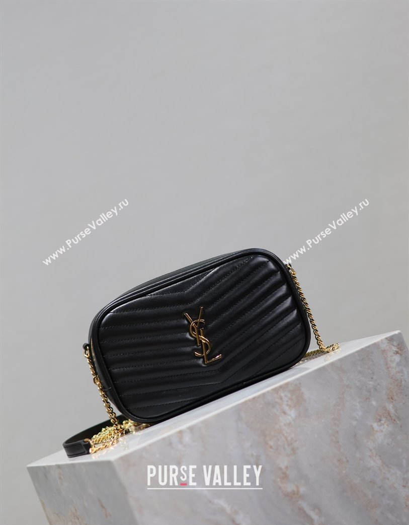 Saint Laurent Lou Mini Chain Camera Bag in Matelasse Leather 585040 Black/Gold 2025 (YY-250206049)