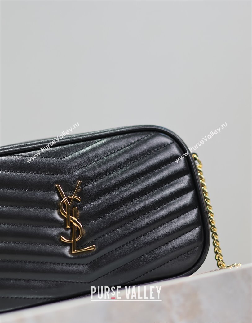 Saint Laurent Lou Mini Chain Camera Bag in Matelasse Leather 585040 Black/Gold 2025 (YY-250206049)