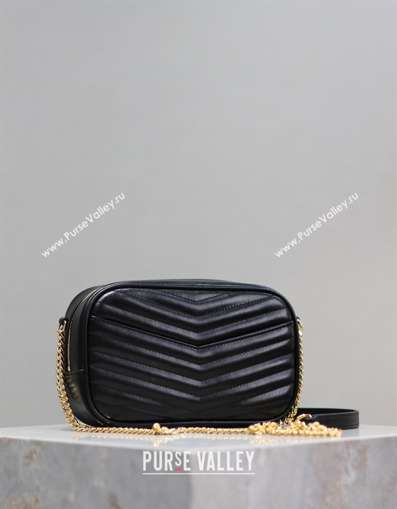 Saint Laurent Lou Mini Chain Camera Bag in Matelasse Leather 585040 Black/Gold 2025 (YY-250206049)