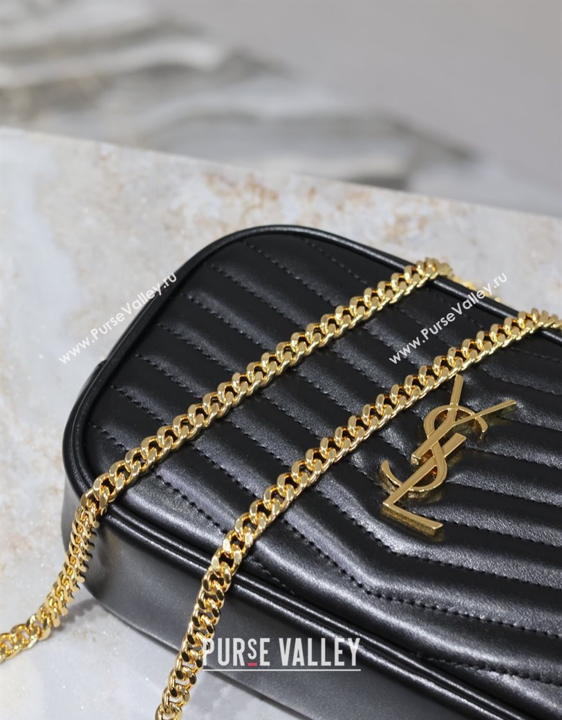 Saint Laurent Lou Mini Chain Camera Bag in Matelasse Leather 585040 Black/Gold 2025 (YY-250206049)