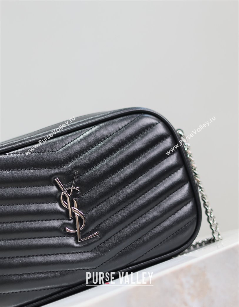 Saint Laurent Lou Mini Chain Camera Bag in Matelasse Leather 585040 Black/Silver 2025 (YY-250206050)