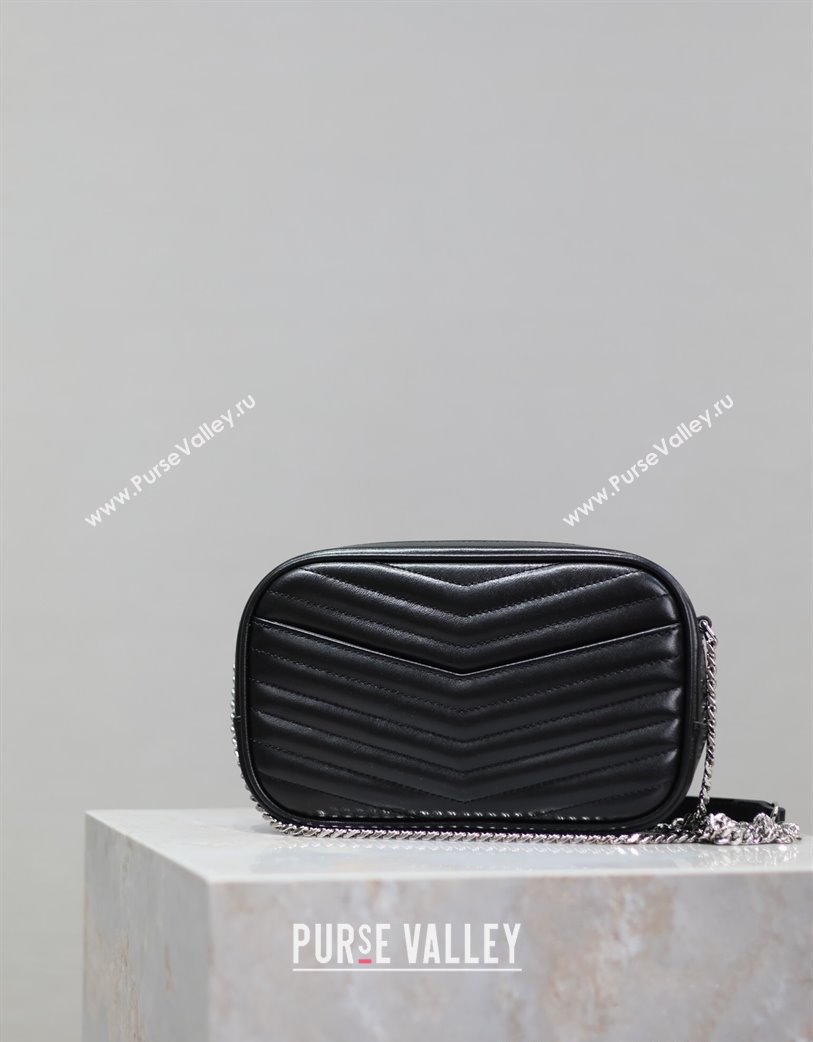 Saint Laurent Lou Mini Chain Camera Bag in Matelasse Leather 585040 Black/Silver 2025 (YY-250206050)