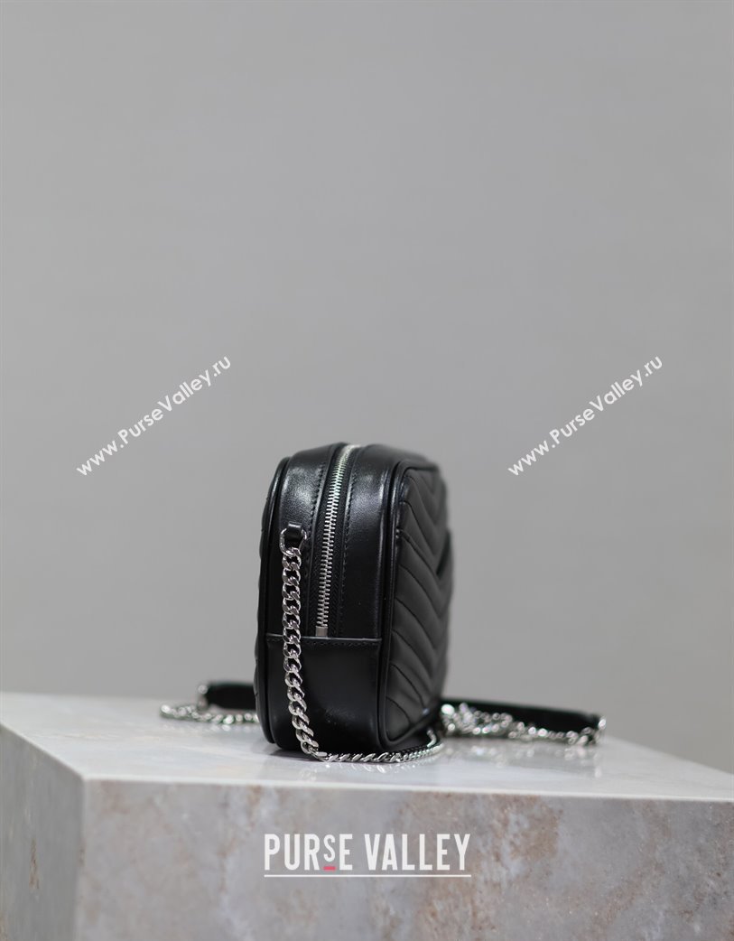 Saint Laurent Lou Mini Chain Camera Bag in Matelasse Leather 585040 Black/Silver 2025 (YY-250206050)