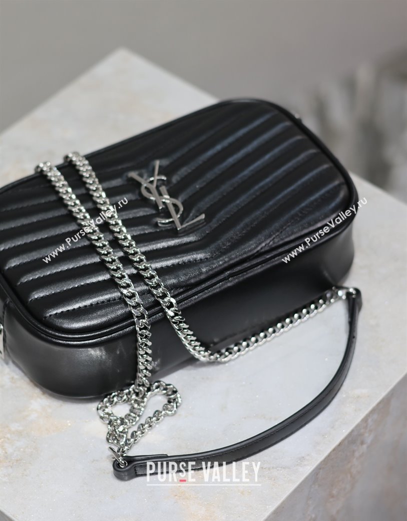 Saint Laurent Lou Mini Chain Camera Bag in Matelasse Leather 585040 Black/Silver 2025 (YY-250206050)